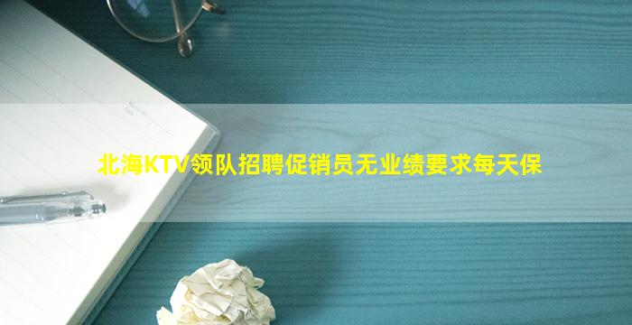 北海KTV领队招聘促销员无业绩要求每天保